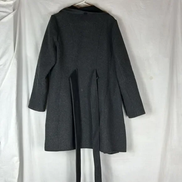 Dark Gray Karl Lagerfeld Paris Wool Blend Belted Women's Coat - Picture 7 of 8